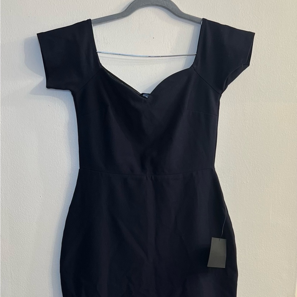 Lulus How Much I Care Midnight Blue Off-the-Shoulder Midi Dress NWT Size Small - Picture 3 of 6